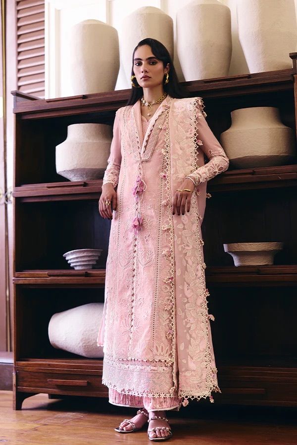 Blush pink embroidered outfit